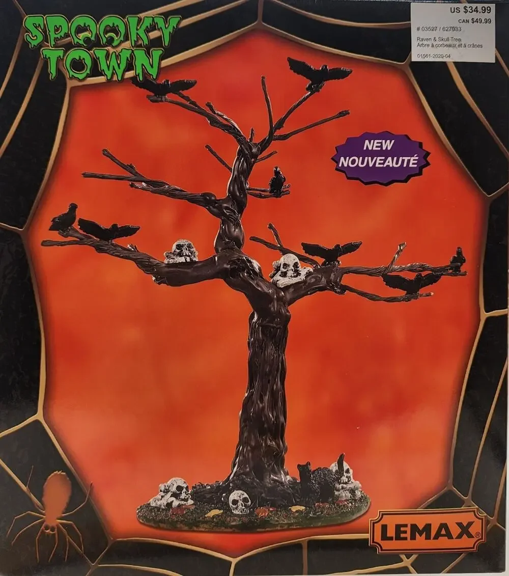 Lemax Spooky Town 2020 Raven Skull Tree Halloween Holiday NIB #03527